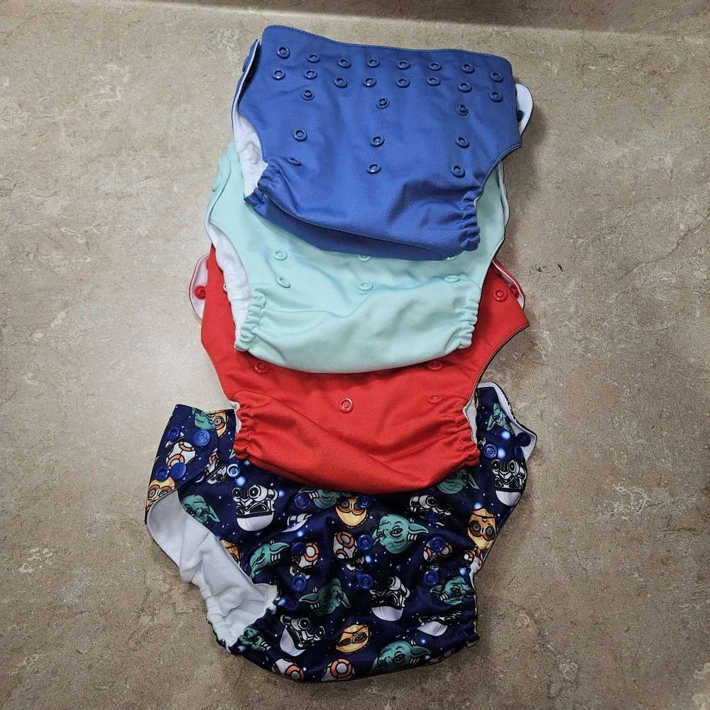 Mama Koala Cloth Diaper Covers Lot 4 Baby One Size‎ Newborn Star Wars Reusable